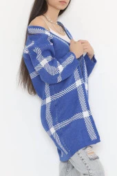 Desenli Triko Hırka Saks - 7652.1319. - 6