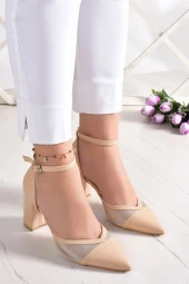 Erkan Saçmacı Diana Ten Vegan Fileli Kalın Topuklu Ayakkabı thumbnail 2