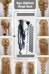 Kuaför Eğitim Mankeni + Masa Aparatı + Saç Örgü Seti - Siyah thumbnail 5