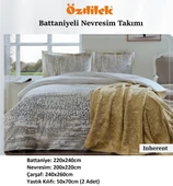 Özdilek Trendy Battaniyeli Çift Kişilik Nevresim Takımı-Inheret Krem thumbnail 2