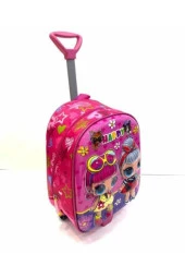 Miniş Baskılı Anaokulu Tekerlekli Çekçekli Kız Çocuk Okul Çantası - 1