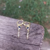 Vaoov 925 Ayar Gümüş Taşlı Göz Nazar Küpe thumbnail 4