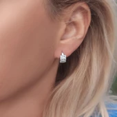 Vaoov 925 Ayar Gümüş Baget Taşlı Küpe thumbnail 2