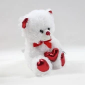62500 Parlak Kalpli Beyaz Peluş Ayı 30 cm - 1