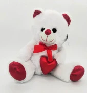 62500 Parlak Kalpli Beyaz Peluş Ayı 30 cm - 1