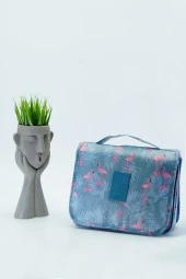 Çok Fonksiyonlu Askılı Makyaj Çantası Flamingo Desen ( Büyük Boy ) - 2