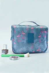 Çok Fonksiyonlu Askılı Makyaj Çantası Flamingo Desen ( Büyük Boy ) - 3