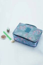 Çok Fonksiyonlu Askılı Makyaj Çantası Flamingo Desen ( Büyük Boy ) - 4