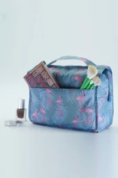 Çok Fonksiyonlu Askılı Makyaj Çantası Flamingo Desen ( Büyük Boy ) - 5