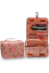 Çok Fonksiyonlu Askılı Makyaj Çantası Kiraz Desenli ( Büyük Boy ) - 1