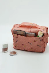 Çok Fonksiyonlu Askılı Makyaj Çantası Kiraz Desenli ( Büyük Boy ) - 6