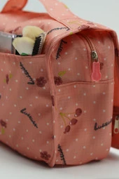 Çok Fonksiyonlu Askılı Makyaj Çantası Kiraz Desenli ( Büyük Boy ) - 4