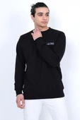 Lugmo Erkek Sweatshirt 3 İplik Kompak Kumaş Kazak Regular Siyah - 2