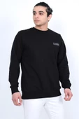 Lugmo Erkek Sweatshirt 3 İplik Kompak Kumaş Kazak Regular Siyah - 4
