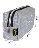 Yuga Makyaj Çantası Simli Gümüş - 3