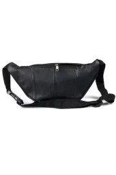 Siyah Hakiki Deri Üç Gözlü Bel Çantası thumbnail 3