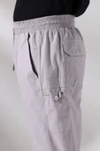 Erkek Gri Çınar Beach Yandan Cepli Rahat Kesim Beli Lastikli Kargo Şalvar Pantolon - 3