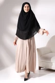 Siyah Üç Katlı Peçeli Kısa Şifon Tesettür Sufle Eşarp thumbnail 1