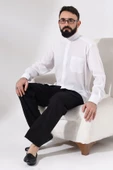 Erkek Siyah Çınar Rahat Kesim Beli Lastikli Hac ve Umre Keten Şalvar Pantolon - 8