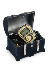 Sandıklı Kutuda İnci Tesbih ve Zikirmatik Seti Mevlüt Hediyesi Siyah thumbnail 1