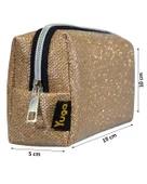 Yuga Makyaj Çantası Simli Koyu Bej thumbnail 3