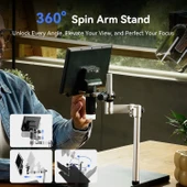 TOMLOV TM4K Esnek Kol Dijital Mikroskop 2000x, 52MP 4K LCD Mikroskop - 8 Inc - 2