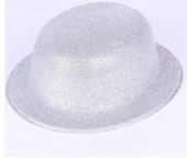 Gümüş Renk Yuvarlak Simli Plastik Parti Şapkası - 1