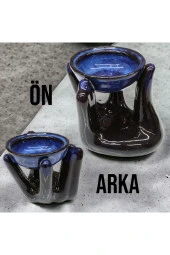 El Figürlü Siyah Mavi Buhurdanlık - 1