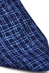 Mavi Desenli Lacivert Dokuma Kumaş Mendilli Slim Fit Kravat // SDK-240110 thumbnail 3
