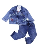 uğurböceğiçocuk Street Wear Baskılı Kot Ceketli Erkek Takım 5923 - 5