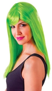 Yeşil Renk Uzun Düz Parti Peruğu - 1