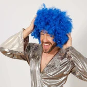 Mavi Renk Kıvırcık Afro Bonus Peruk - 1