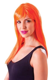 Turuncu Renk Uzun Düz Parti Peruğu - 1