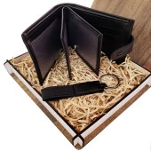 Cüzdan Anahtarlık Ahşap Kutulu Set thumbnail 1