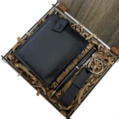 Ahşap Kutulu Erkeğe 3'lü Kalem Cüzdan Anahtar Hediye Seti thumbnail 2