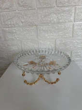 Lüks Gold Ayaklı Cam Kesme Şekerlik Sunumluk İkramlık - 2