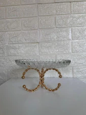 Lüks Gold Ayaklı Cam Kesme Şekerlik Sunumluk İkramlık - 5