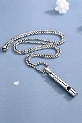 Acil Durum Düdüğü 316L Çelik Kararma Yapmaz Yüksek Desibel Kolye Unisex - TJ-EBK1200 - 1