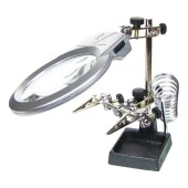 Ayarlanabilir Başlıklı Elektronikçi Yardım Lehim Standı Ile Ledli Büyüteç - 1