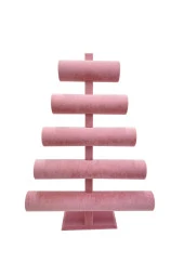 Bileklik Ve Takı Standı 5 Kademeli Süet Pembe - 3