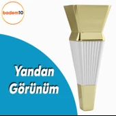 Dempa Lüks Mobilya Oturma Grubu Kanepe Sehpa Tv Ünitesi Koltuk Ayağı 16 Cm Beyaz Gold Baza Ayakları thumbnail 3
