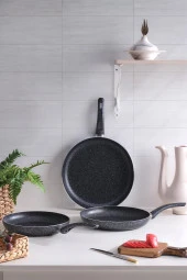 Sanat | Tava Seti Granit Tek Kulplu Tava 24-26-28 Cm - 1