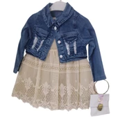 PİKOLİNE 1385 KOT CEKETLİ KIZ ÇOCUK ELBİSE - 1