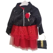 PİKOLİNE 1345 BOLEROLU ÇANTALI KIZ ÇOCUK ELBİSE - 1