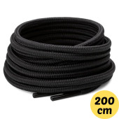200 cm Siyah Fitilli Yuvarlak Bot Bağcığı, Extra Sağlam Bağcık, Ayakkabı Bağcığı, 1 Çift - 1