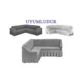 altın kelebek köşe koltuk örtüsü takımı lila - 2