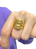 Taşsız Üç Kol Kaburga Altın Yüzük 14 Ayar thumbnail 3