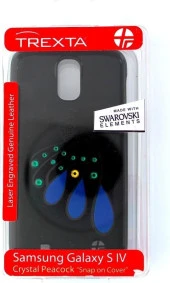 Samsung Galaxy S4 Kılıf Trexta Marka Deri Dokulu Dikişli Sert - Siyah Taşlı thumbnail 4