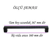 4 Adet Bihter Desenli Kulp 160 mm Siyah Mutfak Kulpu Çekmece Dolap Kapak Kulbu Metal  Mobilya Dolabı - 2