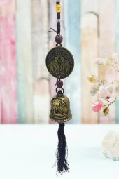 Çin Feng Shui Şans ve Bereket Metal Para Çan 40 cm thumbnail 4